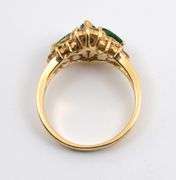 Bright Green Emerald and Diamond Ring