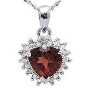4/5 CT GARNET & DIAMOND 925 STERLING SILVER PENDANT