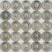 25 Lustrous-white BU Mexico 5 Pesos Silver Pieces from 1950's
