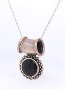 Vintage 925 Sterling Silver Black Onyx on Italian Chain Necklace