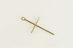 14K Yellow Gold Squared Vintage Cross Christian Faith Charm/Pendant