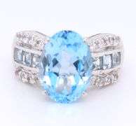 925 Sterling Silver Oval Blue Topaz Ring