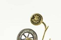 14K Yellow Gold Two Tone Articulated Penny Farthing Bike Charm/Pendant