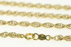 14K Yellow Gold 2.0mm Woven Fancy Rope Link Vintage Chain Necklace