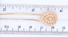 Italian Sterling Silver Oval Crystal Cluster Pendant on Box Chain