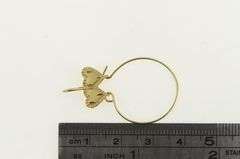 14K Yellow Gold Retro Two Hearts Charm Holder Loop Pendant