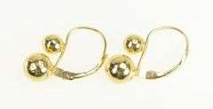 14K Yellow Gold Ball Layered Vintage Classic Stud Lever Back Earrings