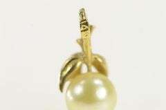 14K Yellow Gold Vintage Classic Pearl Leaf Accent Pendant