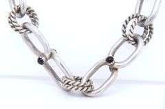 Vintage Sterling Silver Hoops and Oval Link Necklace