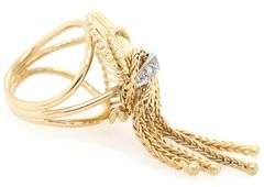 0.06ctw Diamond Fan Shaped Tassel Ring in 18K