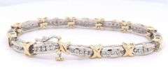 GORGEOUS DIAMOND AND SOLID GOLD X LINK TENNIS BRACELET