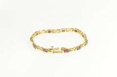 14K Yellow Gold 6.50 Ctw Oval Ruby Diamond Vintage Tennis Bracelet