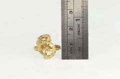 14K Yellow Gold Diamond Cut Grooved Swirl Spiral Freeform Ring