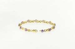 14K Yellow Gold Heart Amethyst Love Symbol Vintage Tennis Bracelet