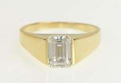 14K Yellow Gold Emerald Cut CZ Solitaire Travel Engagement Ring