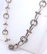 Vintage Sterling Silver Hoops and Oval Link Necklace