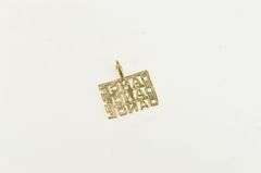 14K Yellow Gold Dance Dance Dance Word Cut Out Squared Charm/Pendant