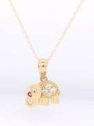 Fabulous Yellow Gold Elephant CZ Pendant on Chain