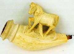 Antique Meerschaum Horse Pipe w/Leather Case