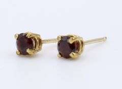 Attractive Yellow Gold Red Stone Stud Earrings