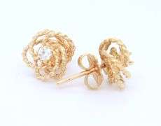 Gorgeous Yellow Gold Diamond Accent Love Knot Earrings