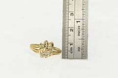14K Yellow Gold Wavy Diamond Freeform Cluster Vintage Ring