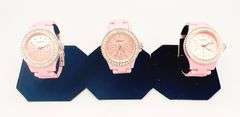 GROUP LOT OF 3x FANCY PINK GENEVA & GEMSTONE WATCHES- BRAND NEW!  40MM CASE. WATERPROOF