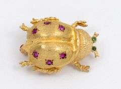 Cute 14k Beetle Brooch