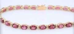 Pleasing Yellow Gold Oval Tourmaline Tennis Bracelet