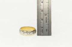 14K Yellow Gold 6.1mm Heart Star Scroll Pattern Vintage Band Ring