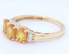 10KT Yellow Gold Yellow Topaz Three Stone Ring
