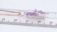 925 Sterling Silver Amethyst Grape and Leaves Pendant on Italian Box Chain Necklace