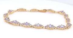 Pleasing Yellow Gold Tanzanite Cluster Bracelet