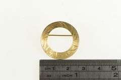 14K Yellow Gold Diamond Cut Vintage Textured Circle Concave Pin/Brooch