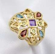 Colorful Geometric Pattern Stone Ring