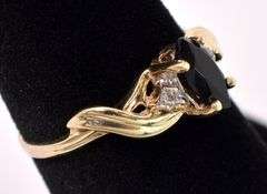 Extraordinary Black Gem and Diamond Ring In Yellow Gold