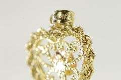 14K Yellow Gold Rose Flower Heart Romantic Love Filigree Charm/Pendant