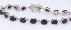 925 Sterling Silver Black Onyx Link Tennis Bracelet