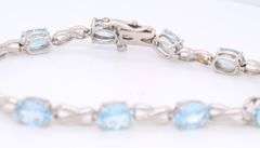 925 Sterling Silver Blue Topaz Link Bracelet