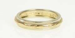 14K Yellow Gold 3.8mm Vintage Two Tone Wedding Band Ring