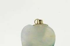 14K Yellow Gold Ornate Jade Carved Chinese Elephant Pendant