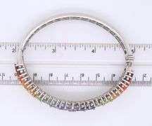 925 Sterling Silver Multi Color Cubic ZirconiaFlower Style Bangle