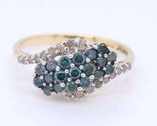 10KT White Gold Green sapphires And Diamond Accent Ring
