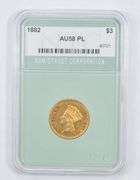 AU58 PL 1882 $3 Indian Princess Head Three-Dollar Gold Piece NTC