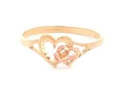 10K Yellow Gold Diamond Cut Heart Love Symbol Romantic Ring