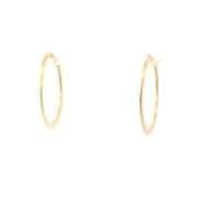 14K Yellow Gold 28.4mm Clip On Hammered Statement Hoop Earrings