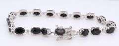 925 Sterling Silver Black Onyx Link Tennis Bracelet