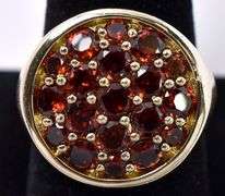 Red Garnet Circle Ring In Sterling Silver