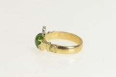 14K Yellow Gold Jade Diamond Claddagh Celtic Loyalty Ring