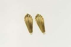 14K Yellow Gold Grooved Scalloped Stud Enhancer Dangle Earrings